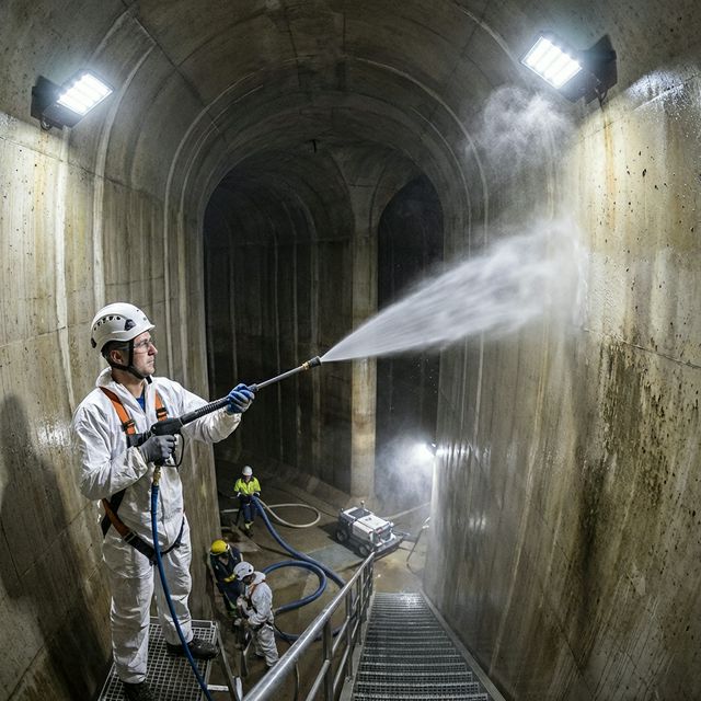 Mechanized Water Tank Cleaning Process